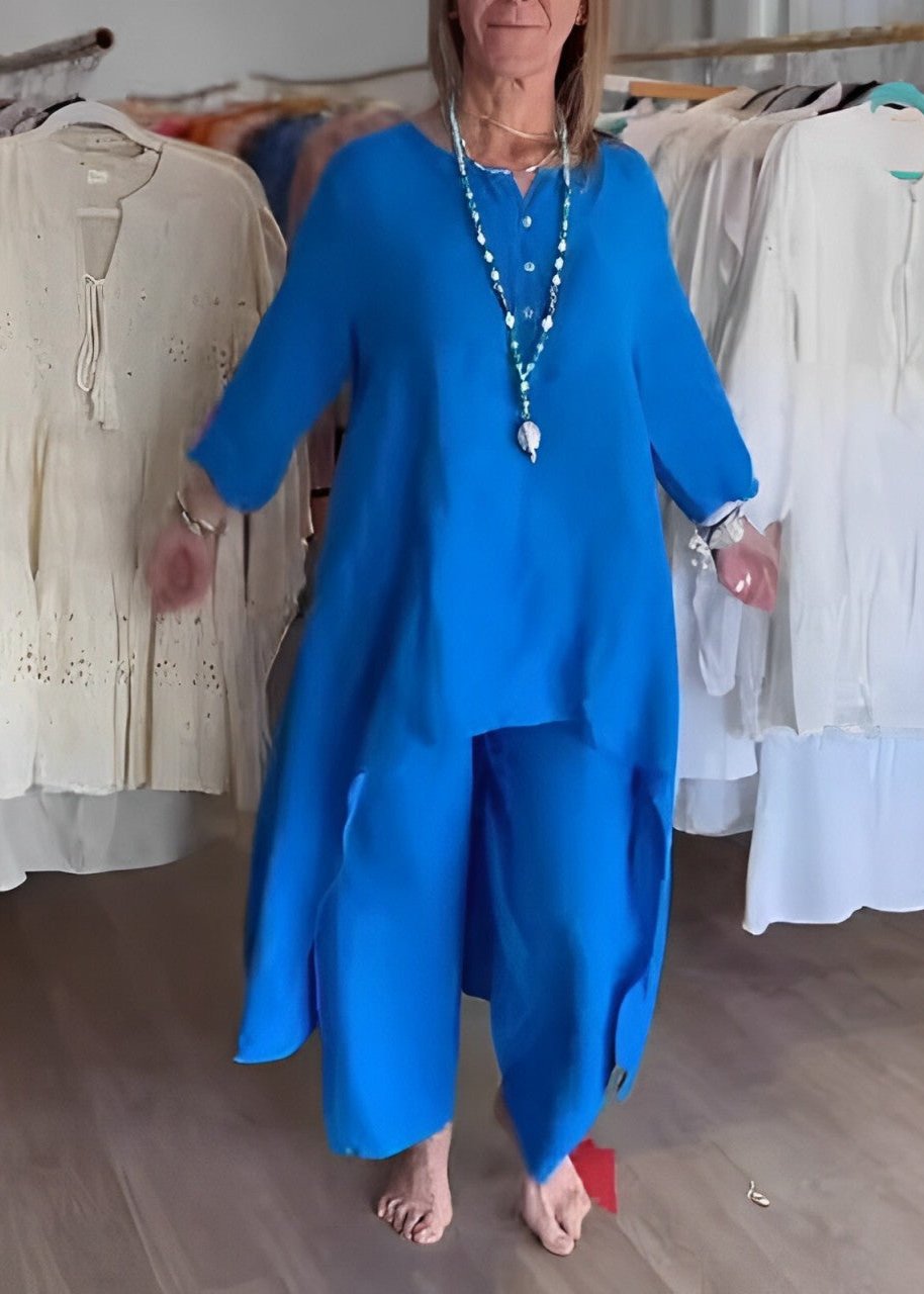 סט חליפה מכנסיים מבד פשתן